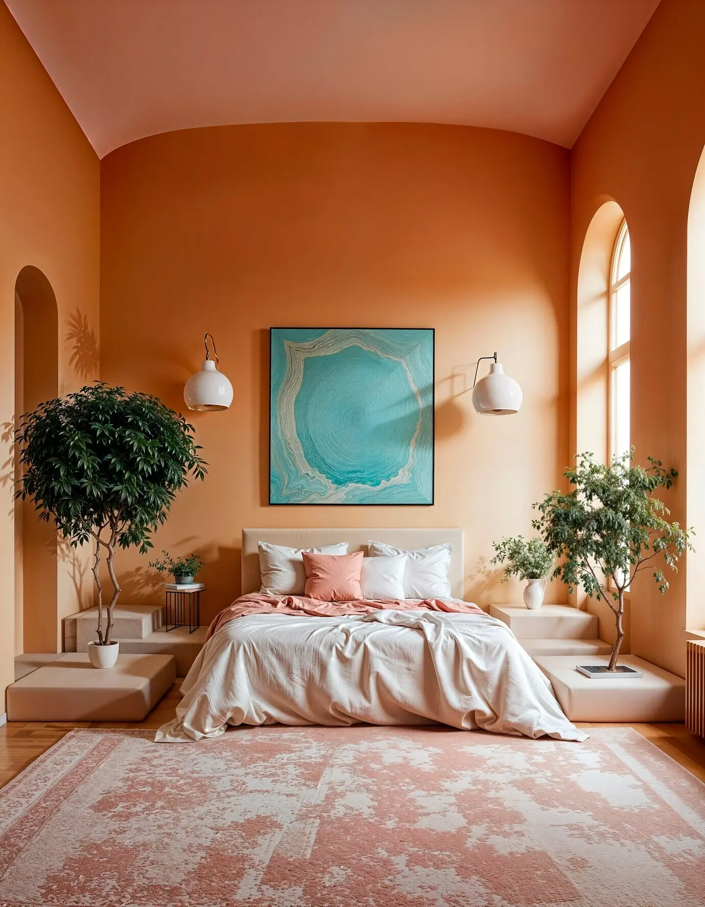 Minimalistisches Innendesign in bunten Pastelltönen